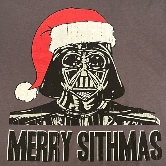 Star Wars Tee Santa Darth Vader Merry Sithmas Graphic T-shirt Gray Red 2X XXL - Picture 4 of 10